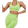 imageSUUKSESS Women Seamless Halter Sports Bra Open Back Padded Workout Crop Tank TopsGreen