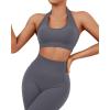 imageSUUKSESS Women Seamless Halter Sports Bra Open Back Padded Workout Crop Tank TopsGrey