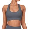 imageSUUKSESS Women Seamless Halter Sports Bra Open Back Padded Workout Crop Tank TopsGrey