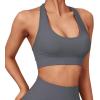 imageSUUKSESS Women Seamless Halter Sports Bra Open Back Padded Workout Crop Tank TopsGrey