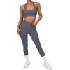 imageSUUKSESS Women Seamless Halter Sports Bra Open Back Padded Workout Crop Tank TopsGrey