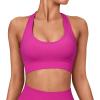 imageSUUKSESS Women Seamless Halter Sports Bra Open Back Padded Workout Crop Tank TopsHot Pink