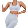 imageSUUKSESS Women Seamless Halter Sports Bra Open Back Padded Workout Crop Tank TopsLight Blue