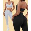 imageSUUKSESS Women Seamless Halter Sports Bra Open Back Padded Workout Crop Tank TopsLight Blue Black