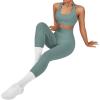 imageSUUKSESS Women Seamless Halter Sports Bra Open Back Padded Workout Crop Tank TopsLight Green