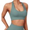 imageSUUKSESS Women Seamless Halter Sports Bra Open Back Padded Workout Crop Tank TopsLight Green