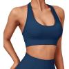 imageSUUKSESS Women Seamless Halter Sports Bra Open Back Padded Workout Crop Tank TopsNavy Blue