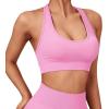 imageSUUKSESS Women Seamless Halter Sports Bra Open Back Padded Workout Crop Tank TopsPink