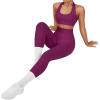imageSUUKSESS Women Seamless Halter Sports Bra Open Back Padded Workout Crop Tank TopsPlum