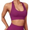 imageSUUKSESS Women Seamless Halter Sports Bra Open Back Padded Workout Crop Tank TopsPlum