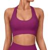 imageSUUKSESS Women Seamless Halter Sports Bra Open Back Padded Workout Crop Tank TopsPlum