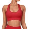 imageSUUKSESS Women Seamless Halter Sports Bra Open Back Padded Workout Crop Tank TopsRed