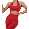 imageSUUKSESS Women Seamless Halter Sports Bra Open Back Padded Workout Crop Tank TopsRed