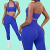 imageSUUKSESS Women Seamless Halter Sports Bra Open Back Padded Workout Crop Tank TopsRoyal Blue