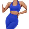 imageSUUKSESS Women Seamless Halter Sports Bra Open Back Padded Workout Crop Tank TopsRoyal Blue