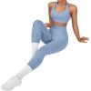 imageSUUKSESS Women Seamless Halter Sports Bra Open Back Padded Workout Crop Tank TopsSky Blue