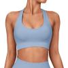 imageSUUKSESS Women Seamless Halter Sports Bra Open Back Padded Workout Crop Tank TopsSky Blue