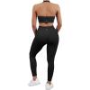 imageSUUKSESS Women Seamless Ribbed Workout Set Backless Sports Bra Booty Biker Short1 Black