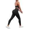 imageSUUKSESS Women Seamless Ribbed Workout Set Backless Sports Bra Booty Biker Short1 Black