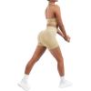 imageSUUKSESS Women Seamless Ribbed Workout Set Backless Sports Bra Booty Biker ShortBeige