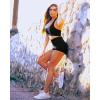 imageSUUKSESS Women Seamless Ribbed Workout Set Backless Sports Bra Booty Biker ShortBlack