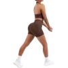 imageSUUKSESS Women Seamless Ribbed Workout Set Backless Sports Bra Booty Biker ShortDark Brown