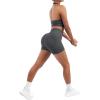 imageSUUKSESS Women Seamless Ribbed Workout Set Backless Sports Bra Booty Biker ShortDark Grey