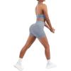 imageSUUKSESS Women Seamless Ribbed Workout Set Backless Sports Bra Booty Biker ShortGrey