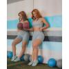 imageSUUKSESS Women Seamless Ribbed Workout Set Backless Sports Bra Booty Biker ShortGrey
