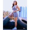 imageSUUKSESS Women Seamless Ribbed Workout Set Backless Sports Bra Booty Biker ShortGrey