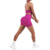 imageSUUKSESS Women Seamless Ribbed Workout Set Backless Sports Bra Booty Biker ShortHot Pink