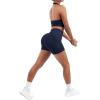 imageSUUKSESS Women Seamless Ribbed Workout Set Backless Sports Bra Booty Biker ShortNavy Blue