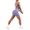 imageSUUKSESS Women Seamless Ribbed Workout Set Backless Sports Bra Booty Biker ShortPurple