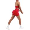 imageSUUKSESS Women Seamless Ribbed Workout Set Backless Sports Bra Booty Biker ShortRed