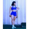 imageSUUKSESS Women Seamless Ribbed Workout Set Backless Sports Bra Booty Biker ShortRoyal Blue