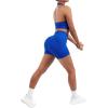 imageSUUKSESS Women Seamless Ribbed Workout Set Backless Sports Bra Booty Biker ShortRoyal Blue