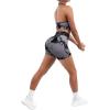 imageSUUKSESS Women Seamless Ribbed Workout Set Backless Sports Bra Booty Biker ShortTie Dye Black