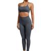 imageSUUKSESS Women Seamless Workout Sets Strappy Sports Bra High Waist Booty Leggings Outfits2 Blue