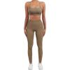 imageSUUKSESS Women Seamless Workout Sets Strappy Sports Bra High Waist Booty Leggings Outfits2 Dark Coffee