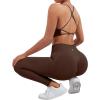 imageSUUKSESS Women Seamless Workout Sets Strappy Sports Bra High Waist Booty Leggings Outfits2 Deep Brown