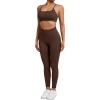 imageSUUKSESS Women Seamless Workout Sets Strappy Sports Bra High Waist Booty Leggings Outfits2 Deep Brown