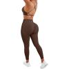 imageSUUKSESS Women Seamless Workout Sets Strappy Sports Bra High Waist Booty Leggings Outfits2 Deep Brown