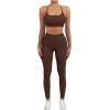 imageSUUKSESS Women Seamless Workout Sets Strappy Sports Bra High Waist Booty Leggings Outfits2 Deep Brown