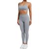 imageSUUKSESS Women Seamless Workout Sets Strappy Sports Bra High Waist Booty Leggings Outfits2 Grey Blue