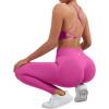 imageSUUKSESS Women Seamless Workout Sets Strappy Sports Bra High Waist Booty Leggings Outfits2 Hot Pink