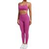 imageSUUKSESS Women Seamless Workout Sets Strappy Sports Bra High Waist Booty Leggings Outfits2 Hot Pink