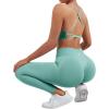 imageSUUKSESS Women Seamless Workout Sets Strappy Sports Bra High Waist Booty Leggings Outfits2 Light Green
