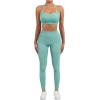 imageSUUKSESS Women Seamless Workout Sets Strappy Sports Bra High Waist Booty Leggings Outfits2 Light Green