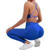 imageSUUKSESS Women Seamless Workout Sets Strappy Sports Bra High Waist Booty Leggings Outfits2 Royal Blue