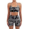 imageSUUKSESS Women Seamless Workout Sets Strappy Sports Bra High Waist Booty Shorts Outfits1 Black Grey Tie Dye